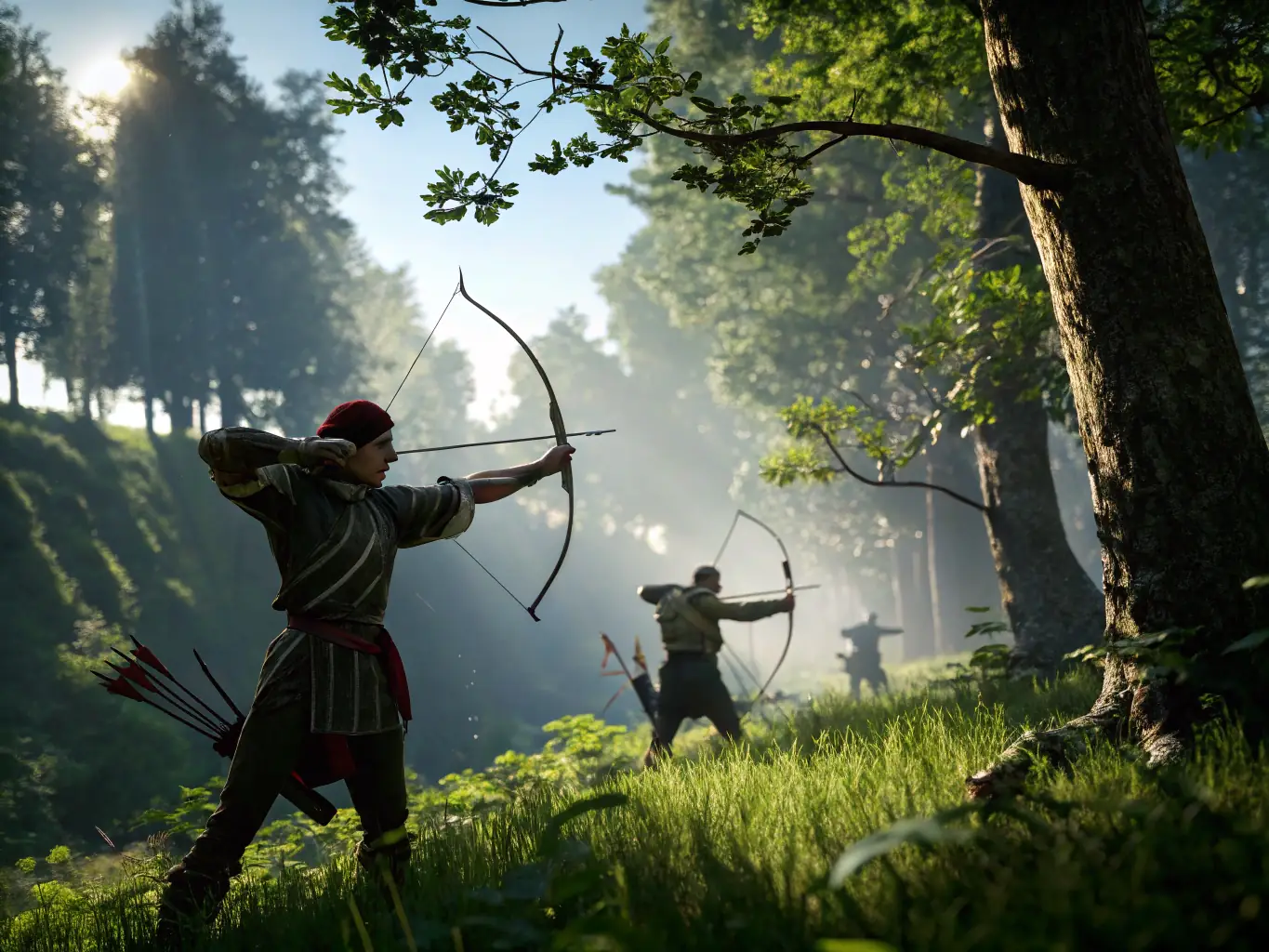 A dynamic image capturing archers in a competitive tournament, showcasing precision and focus, with the ASA logo subtly displayed in the background.